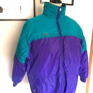 Vintage ski down reversible jacket